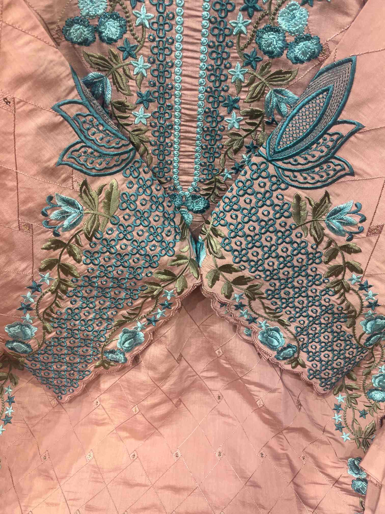 Blush Pink Floral Embroidered Designer Suit with Dupatta-1