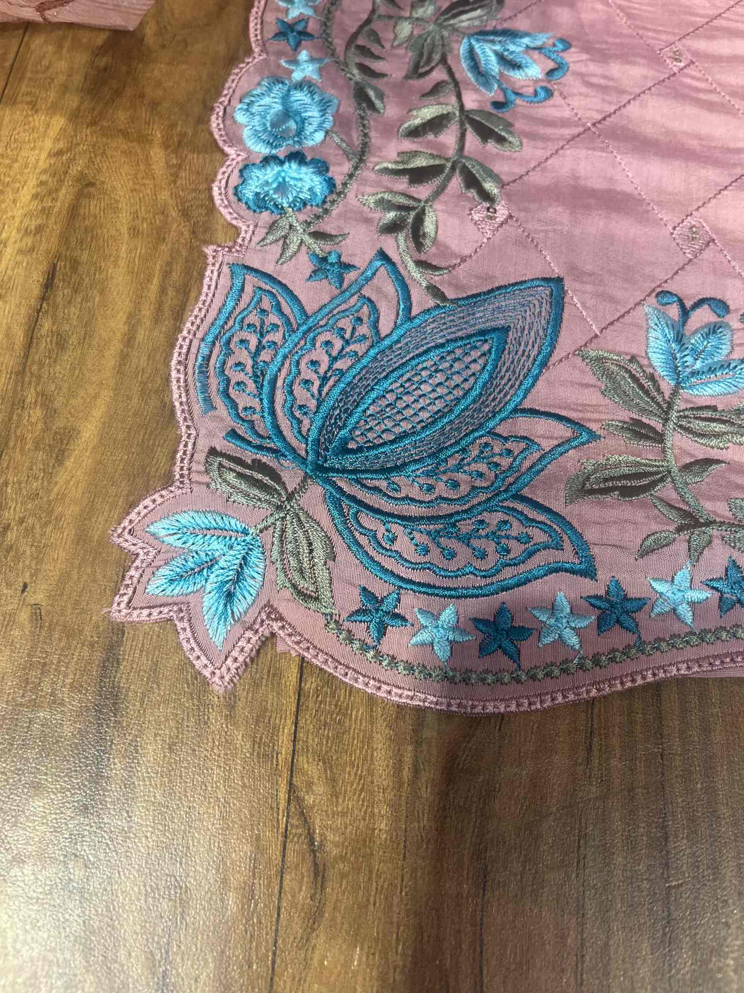 Blush Pink Floral Embroidered Designer Suit with Dupatta-2