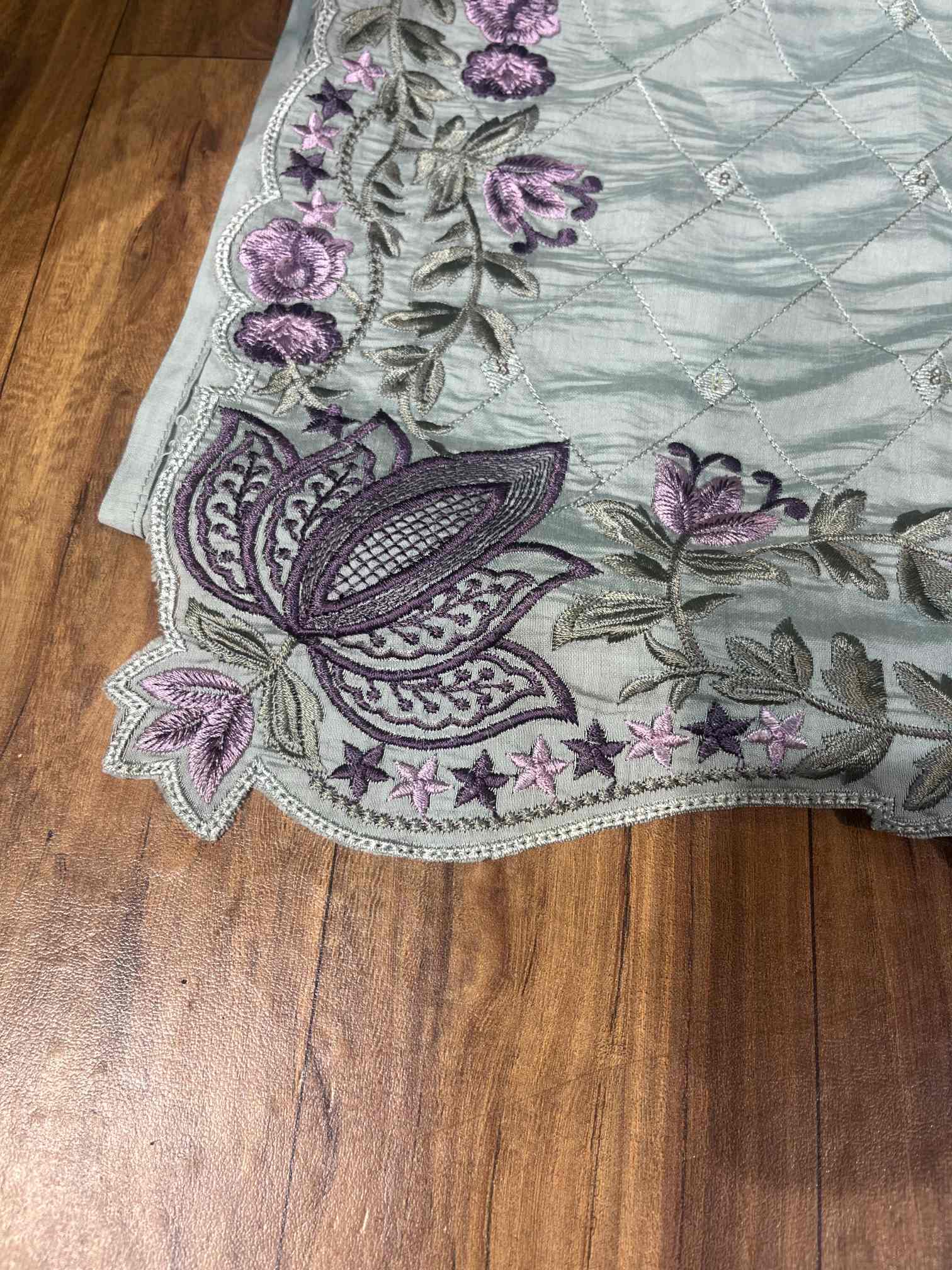 Mint Green Floral Embroidered Designer Suit with Organza Dupatta-2