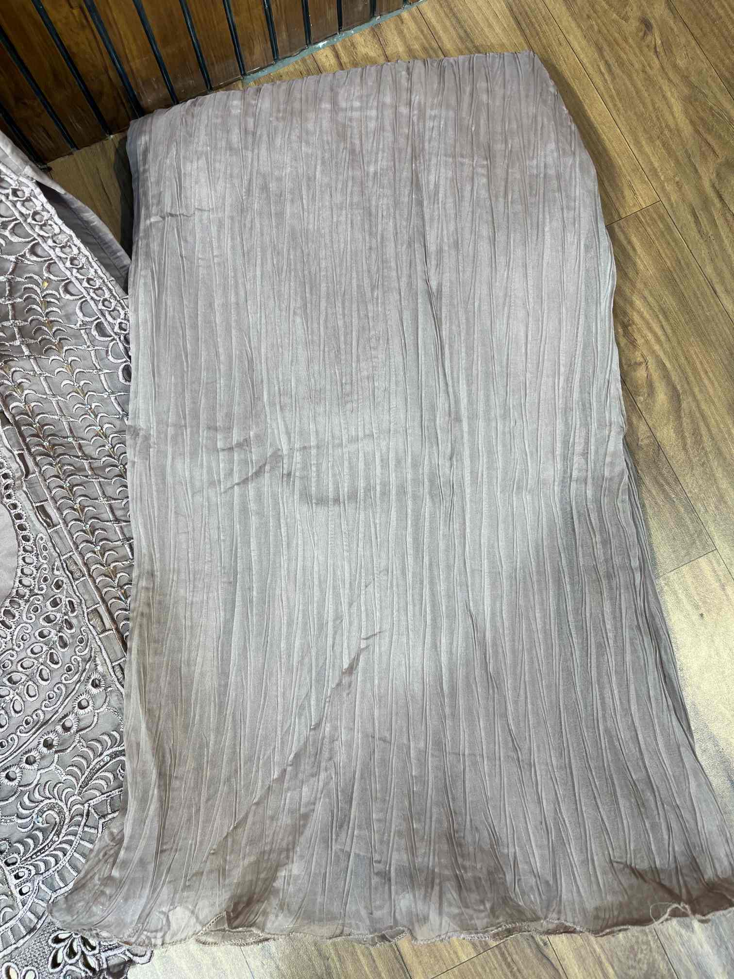 Silver Grey Heavy Embroidered Party Wear Suit with Crushed Dupatta-1