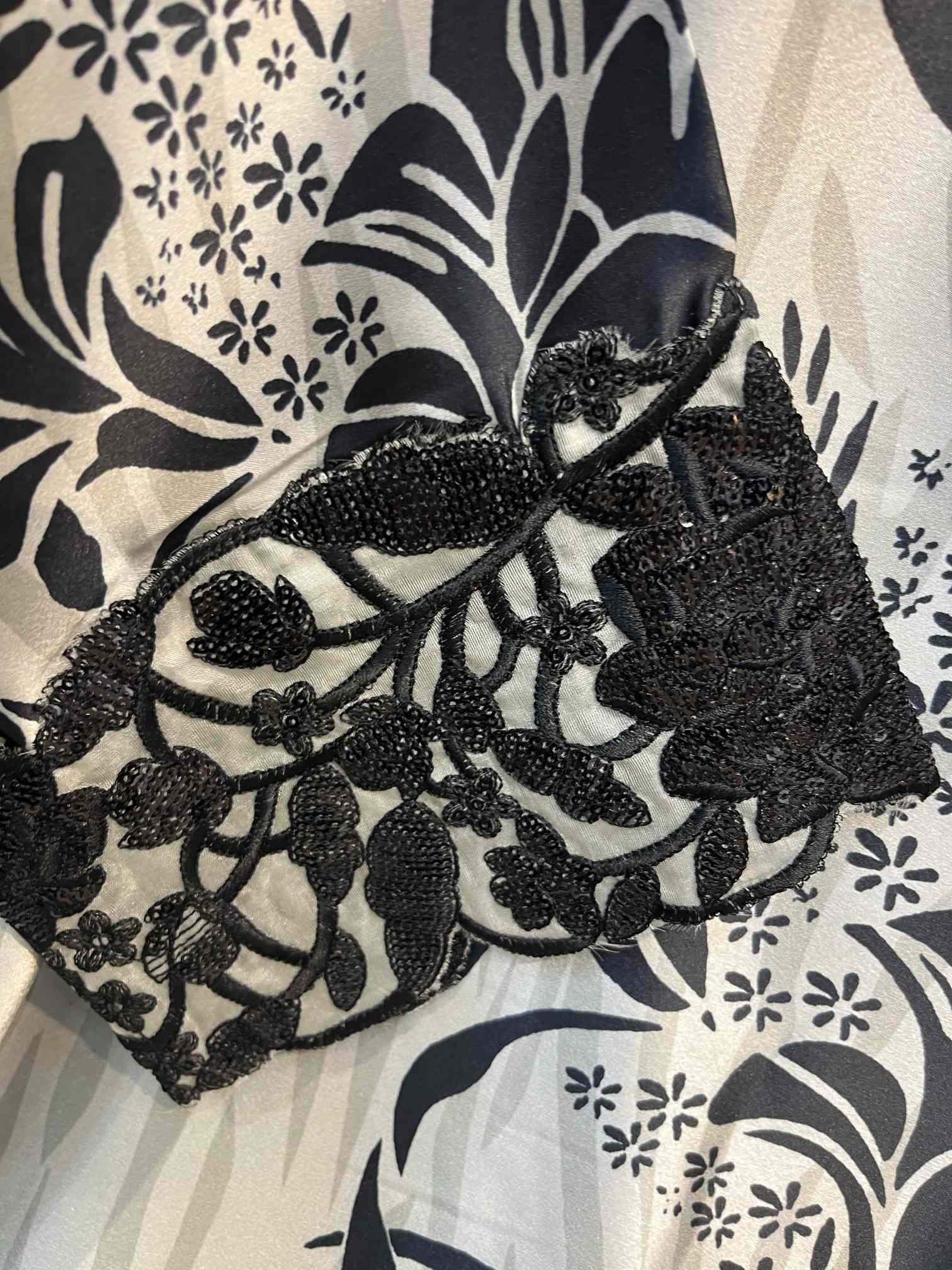 Elegant Grey & Black Floral Printed Suit with Embroidered Lace Work-3