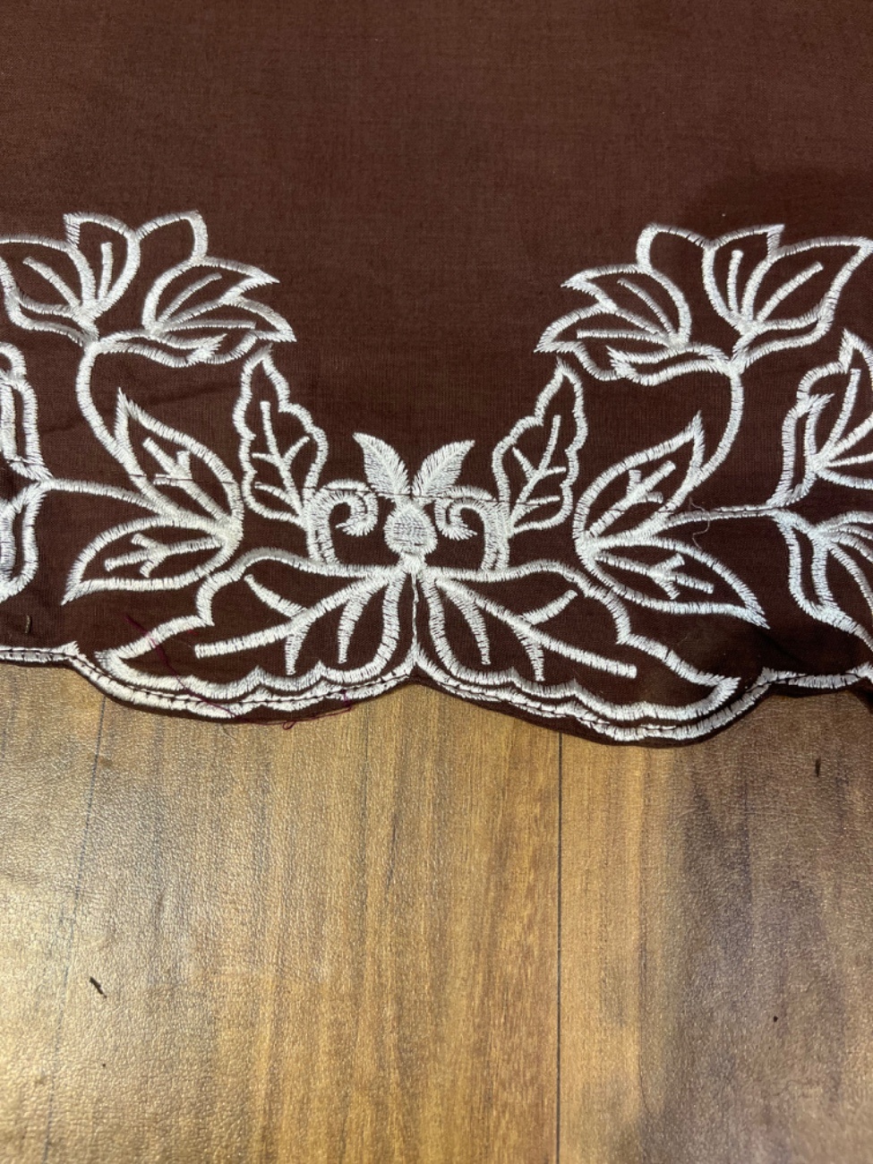 Brown Rayon embroidery work on neck sleeve and cutwork on daman and dupatta-2