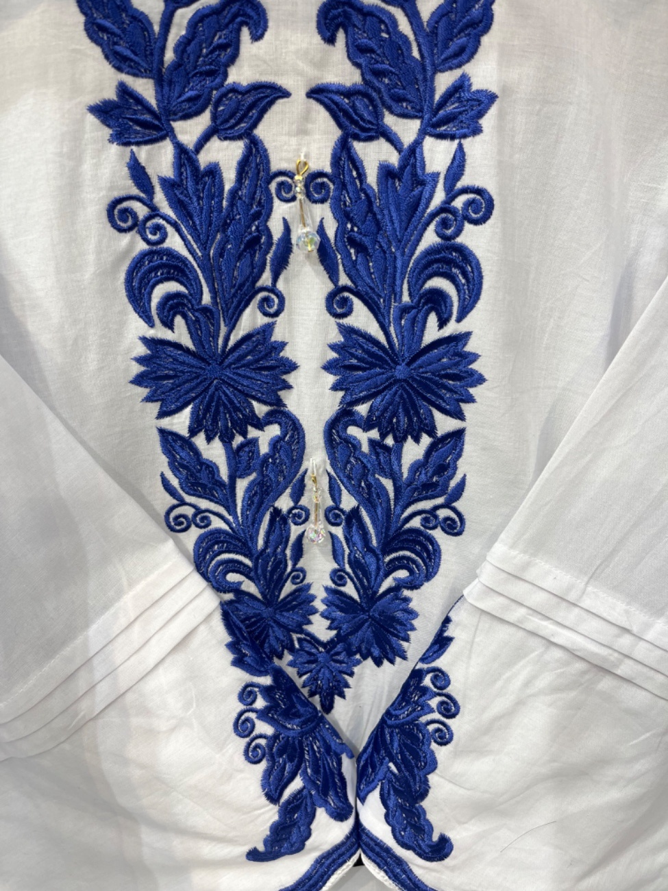 This stunning  white blue suit features elegant black heavy embroidery-1