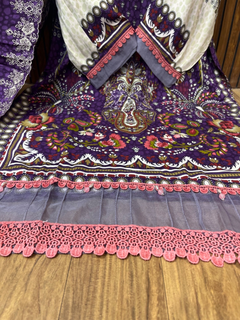Deep violet shade with elegant digital paisley and floral print-2