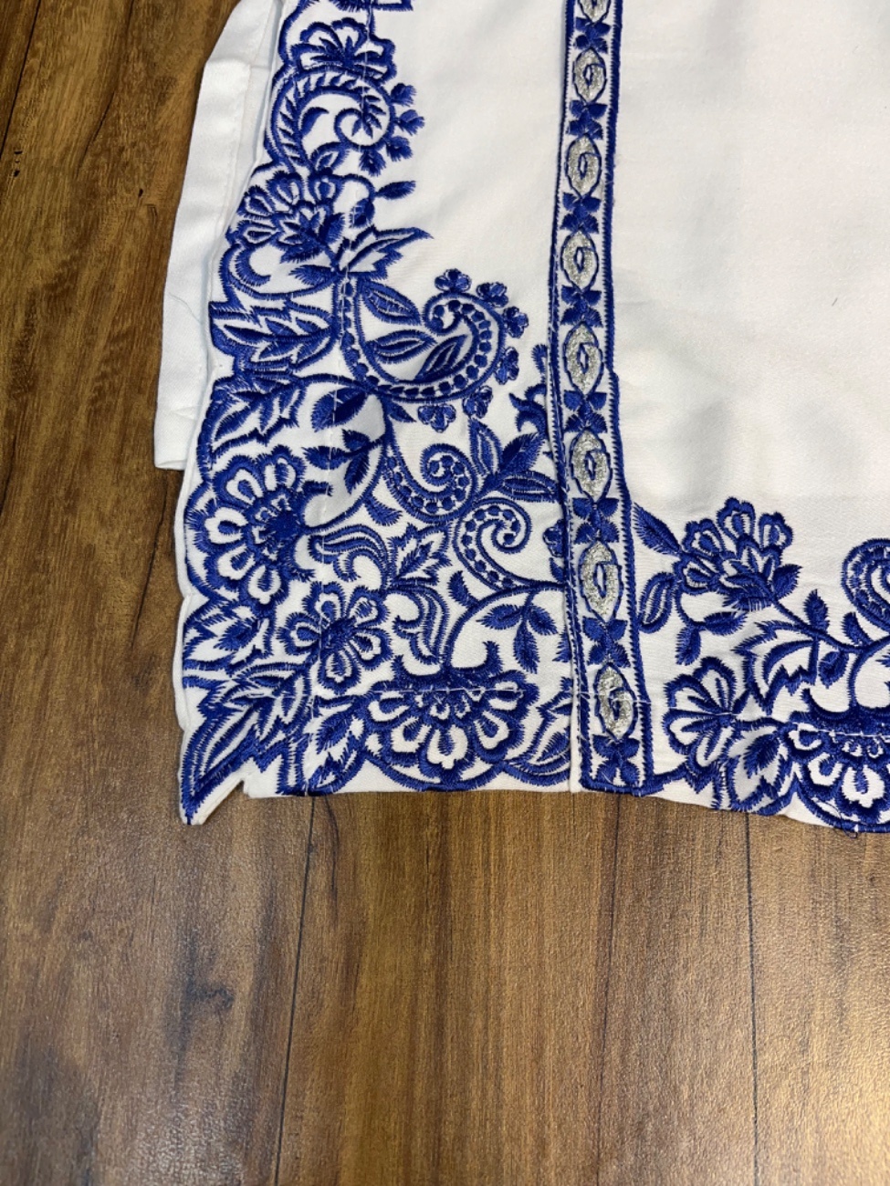 White royal blue embroidery combination that gives it a rich and elegant designer look-3