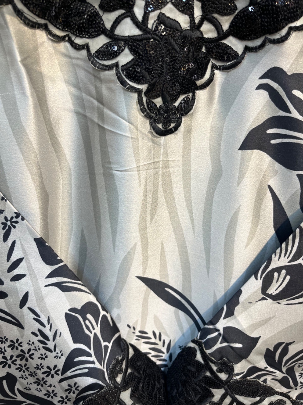 Elegant Light brown black floral printed suit with premium embroidered lace-2