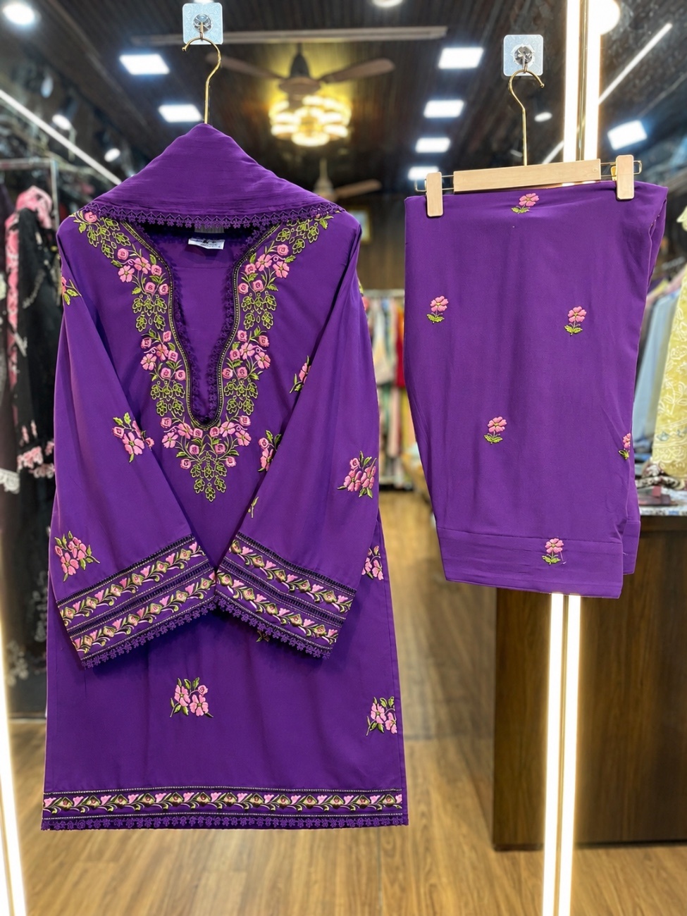 Lavender Embroidered Farshi Suit Set