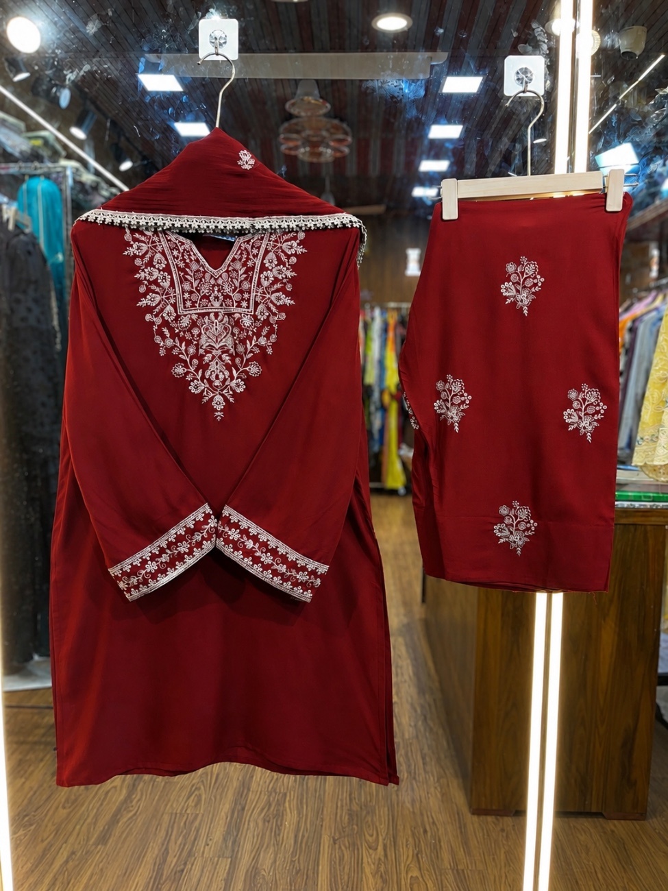 Rust Orange Embroidery farshi Salwar Suit