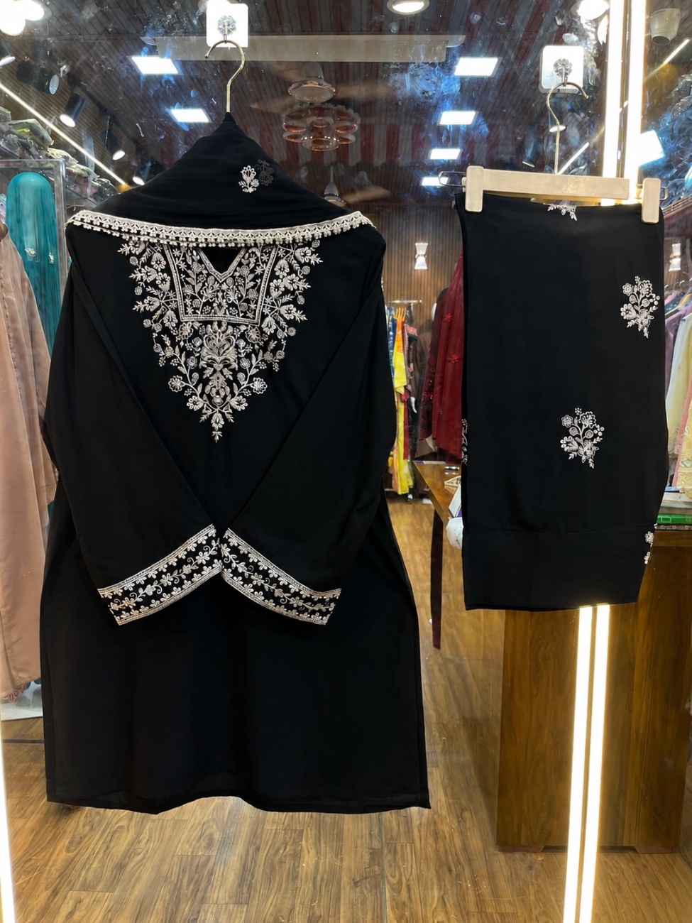 Black Embroidery Farshi Salwar Suit