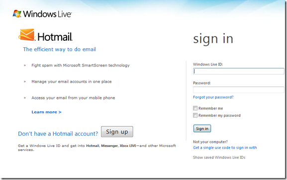 Email login live