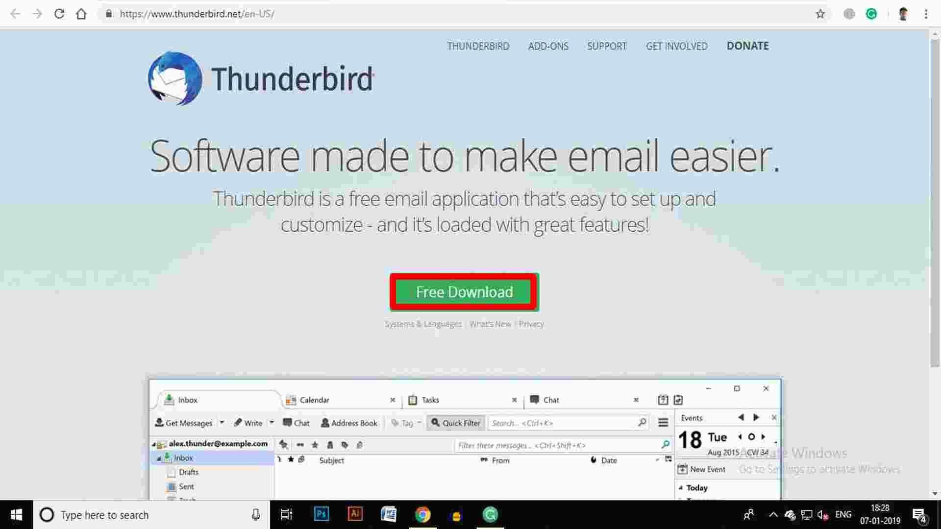 social assistant Mozilla Thunderbird