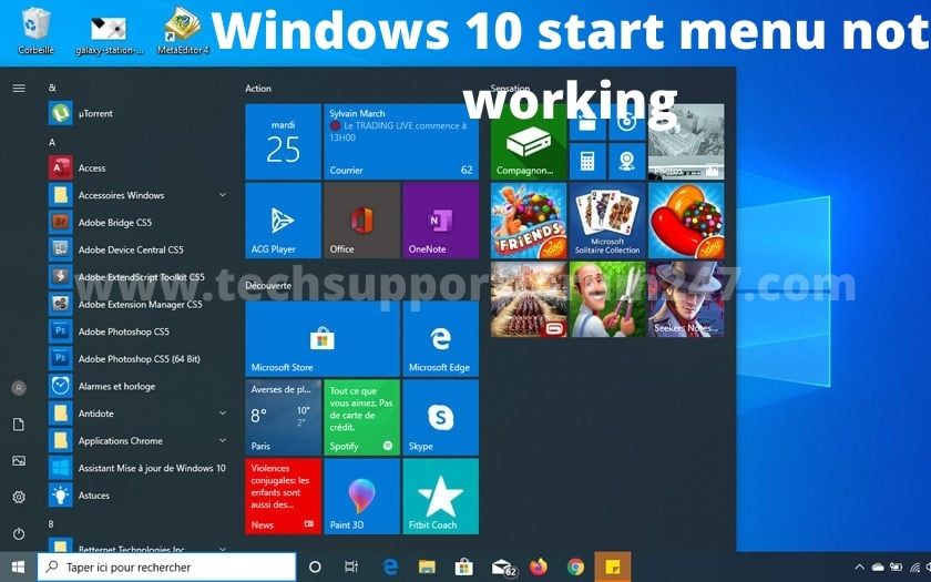 Windows 10 start menu not working