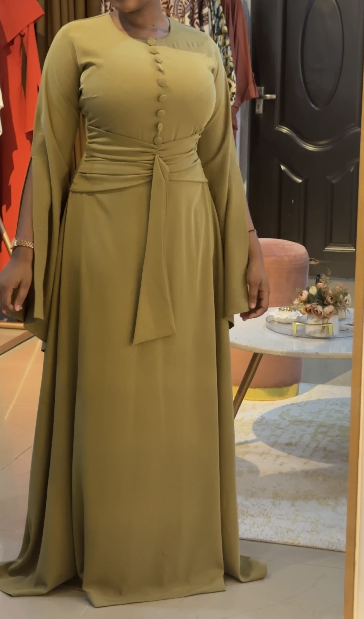 Liora fit & flare ✨ - Soft drapes, bold sleeves, timeless charm.