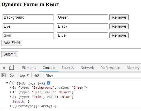 Handle dynamic Multiple fields in react