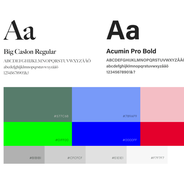 A color palette with different shades of colors.