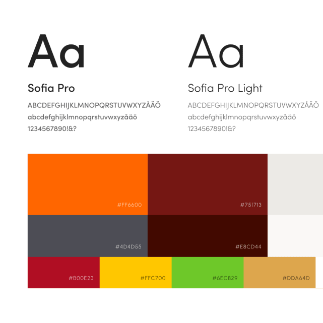 A color palette with different shades of colors.