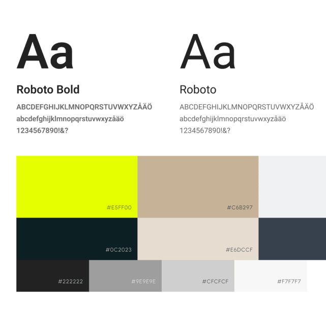 A color palette with different shades of colors.