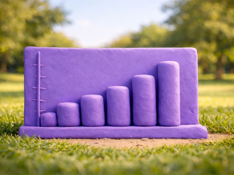 En lila graf på gräs.