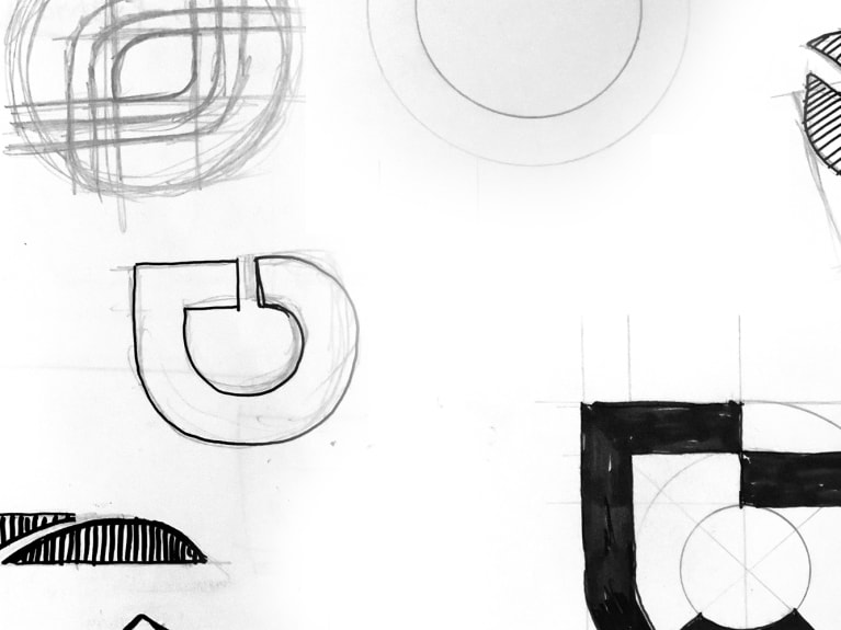 The creation of ted&gustaf logotype, an illustration of drawings