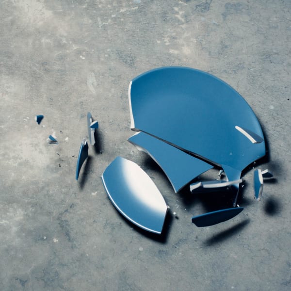 Blue broken plate