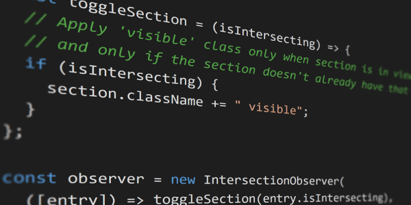 A code snippet, showcasing the Intersection Observer API