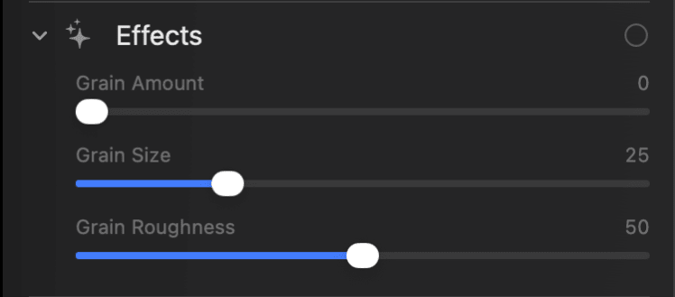 The Effects panel in PixelLoupe’s Develop module