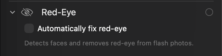 The Red Eye panel in PixelLoupe’s Develop module