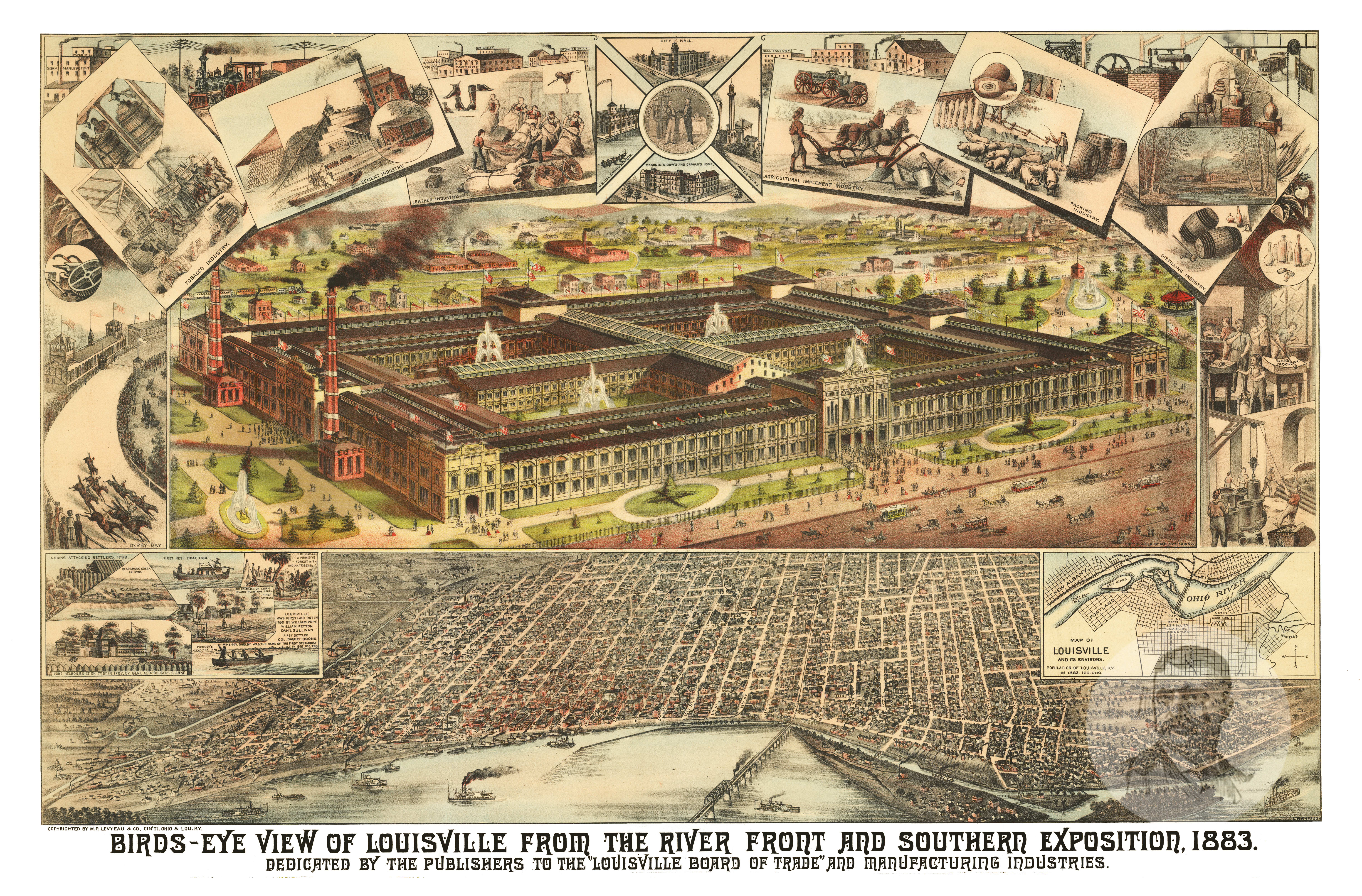 Vintage Map of Louisville Kentucky - 1873 Canvas Print / Canvas