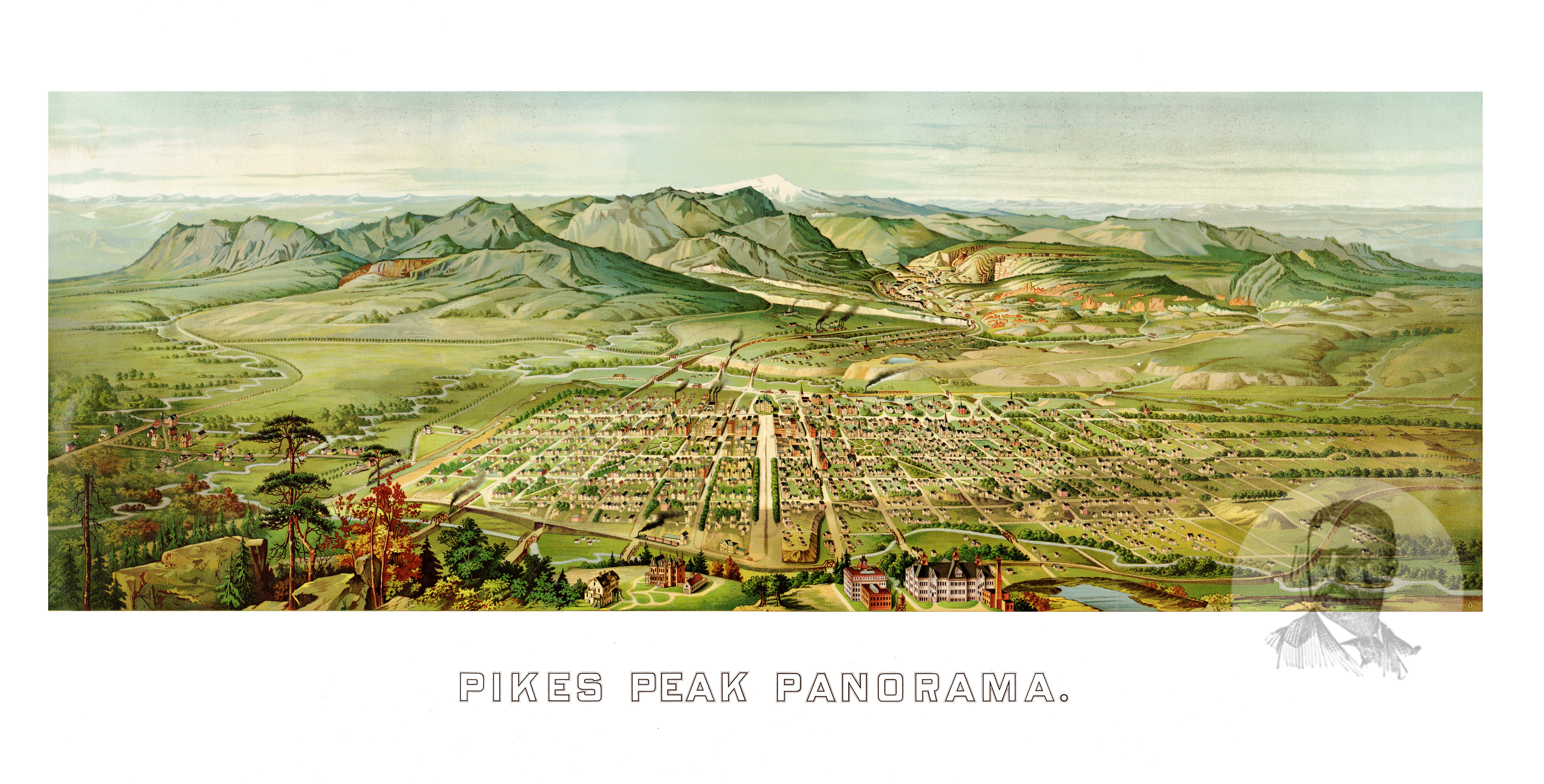 Vintage Map of Pikes Peak, Colorado 1890 by Ted's Vintage Art