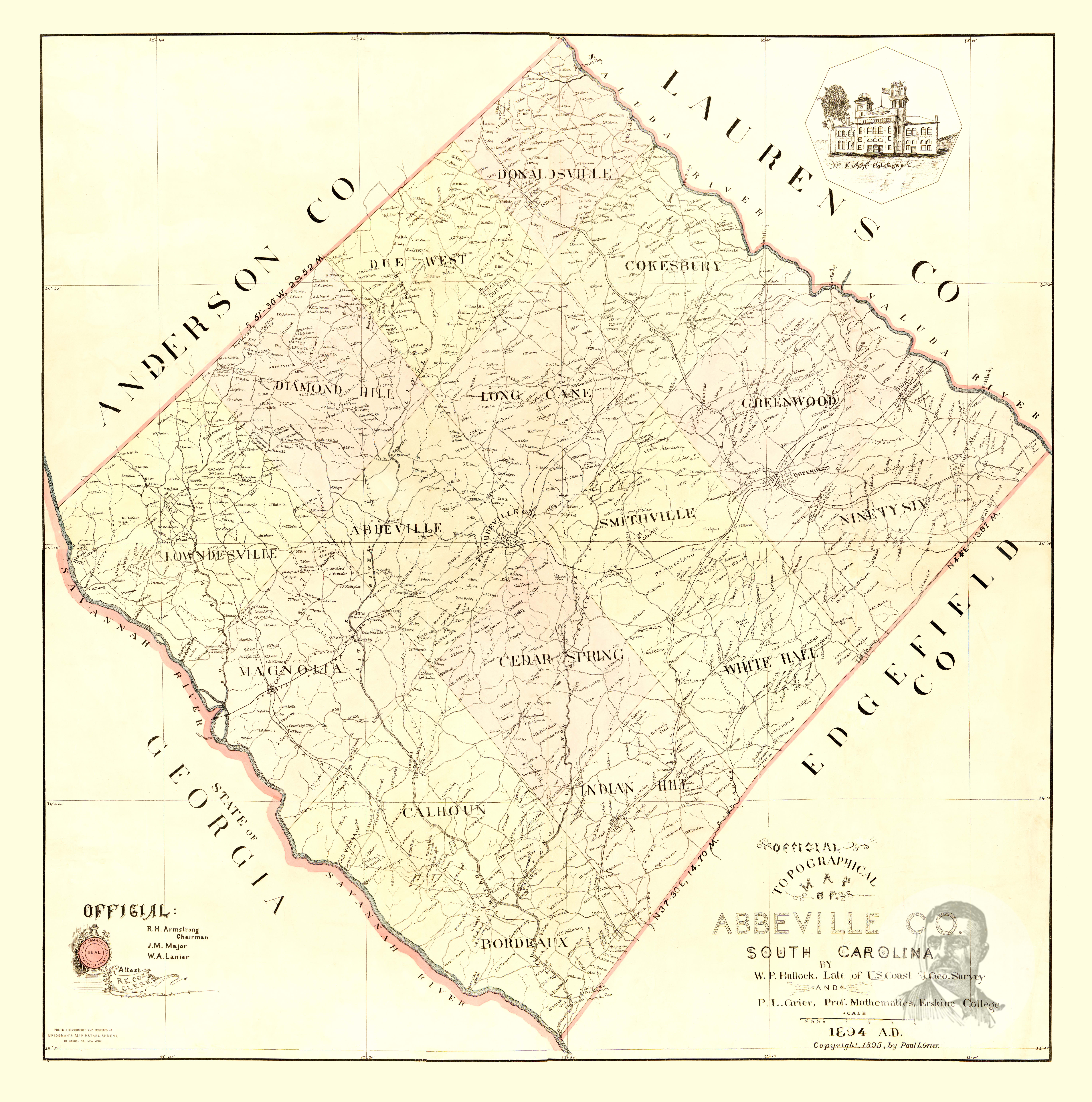 Anderson County 1877 South Carolina - Old Map Reprint