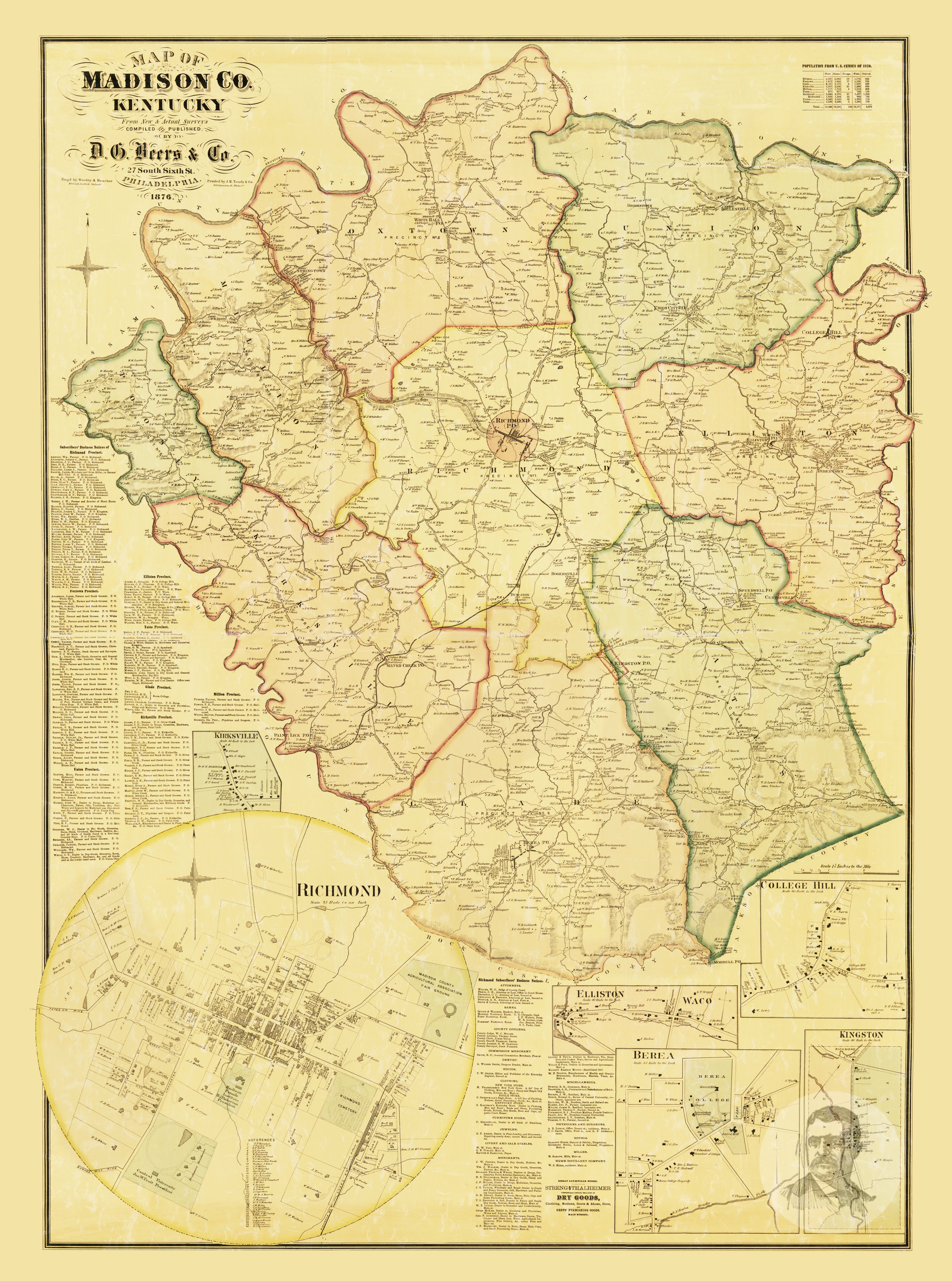 Madison County Ky Map Vintage Map Of Madison County, Kentucky 1876 By Ted's Vintage Art