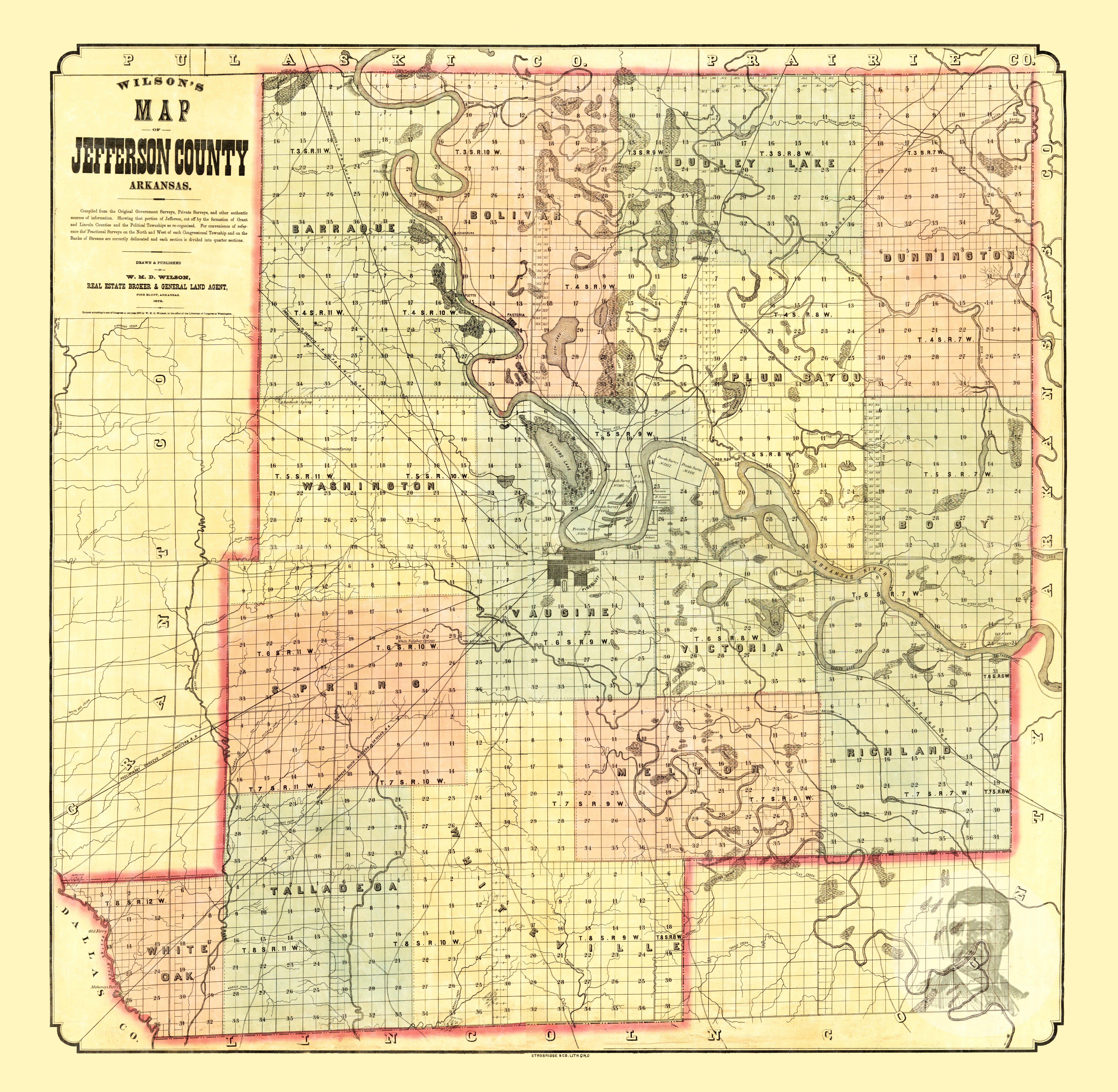 1872 - County Map of the States of Arkansas, Mississippi, and