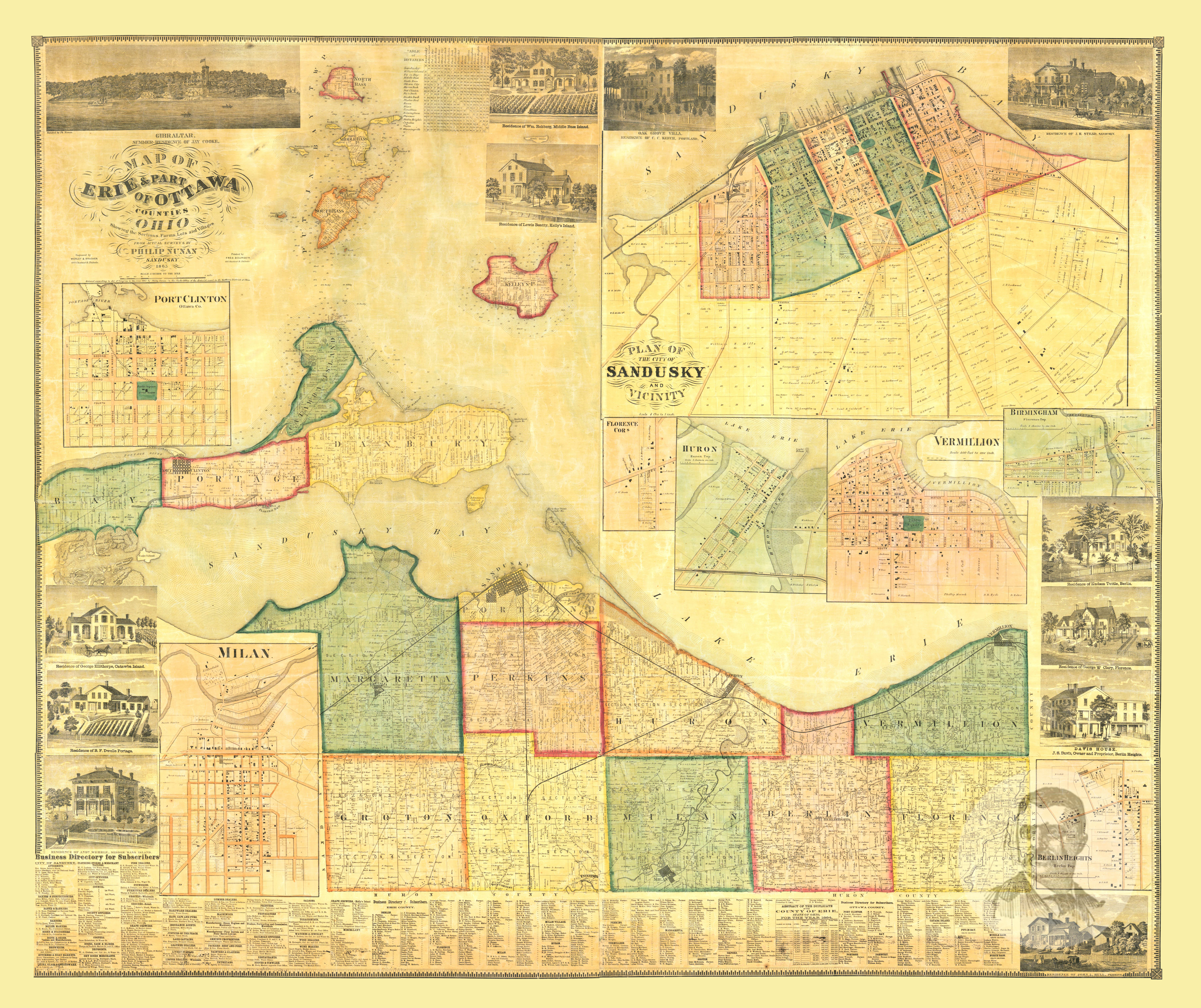 Erie County Ohio Map Vintage Map Of Erie County, Ohio 1863 By Ted's Vintage Art