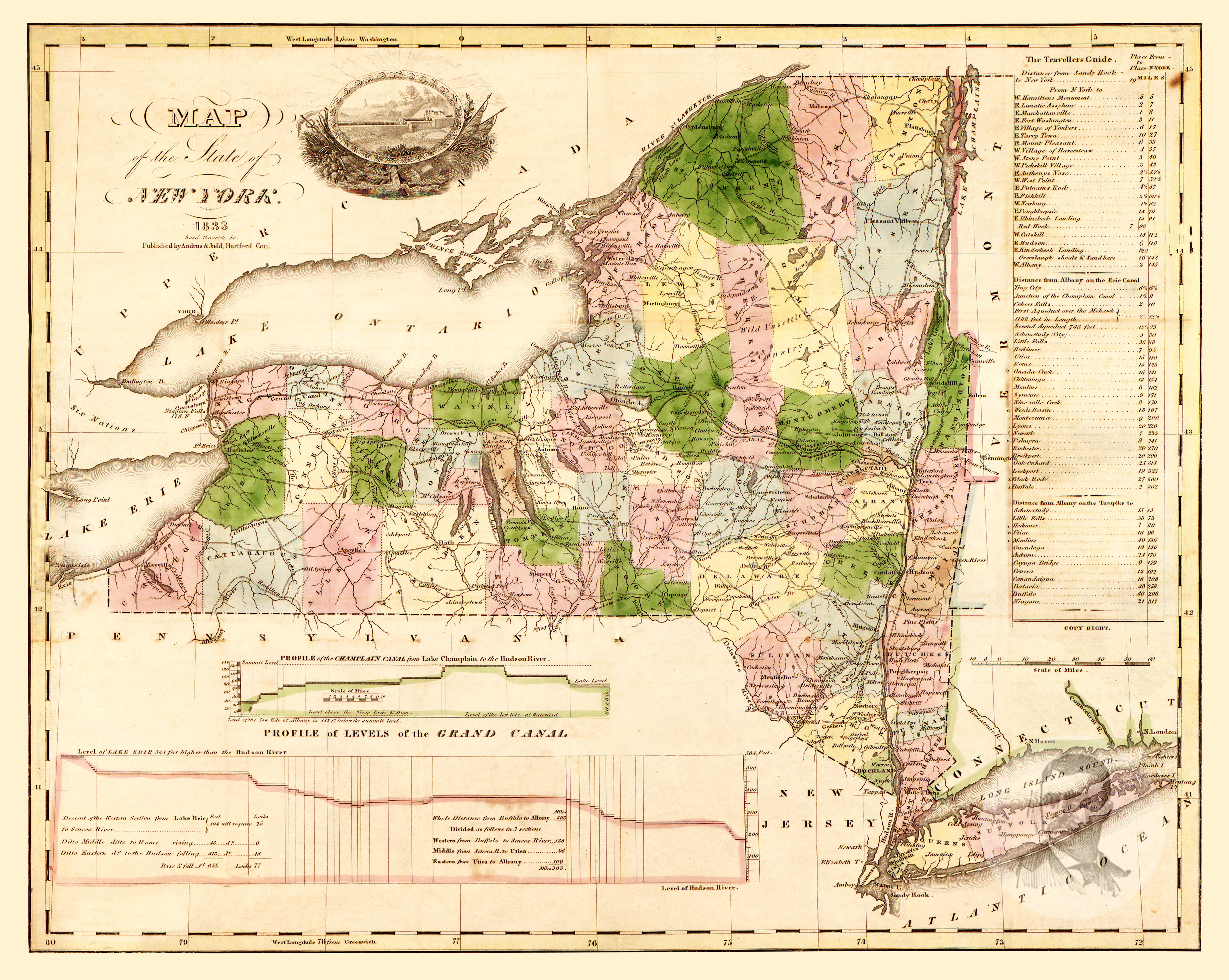 Vintage State Map of Louisiana 1833