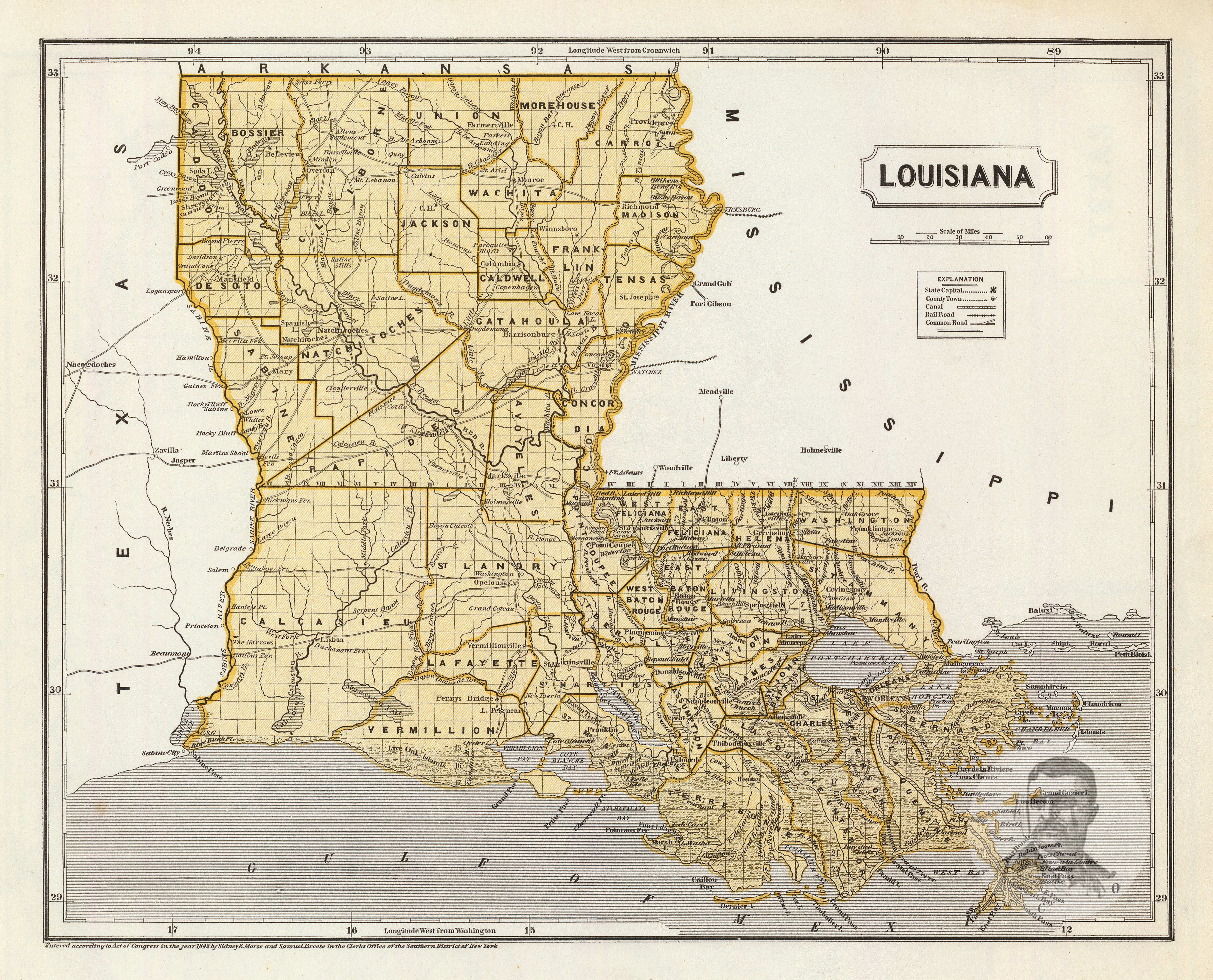 Vintage Map of Louisiana 1820 by Ted's Vintage Art