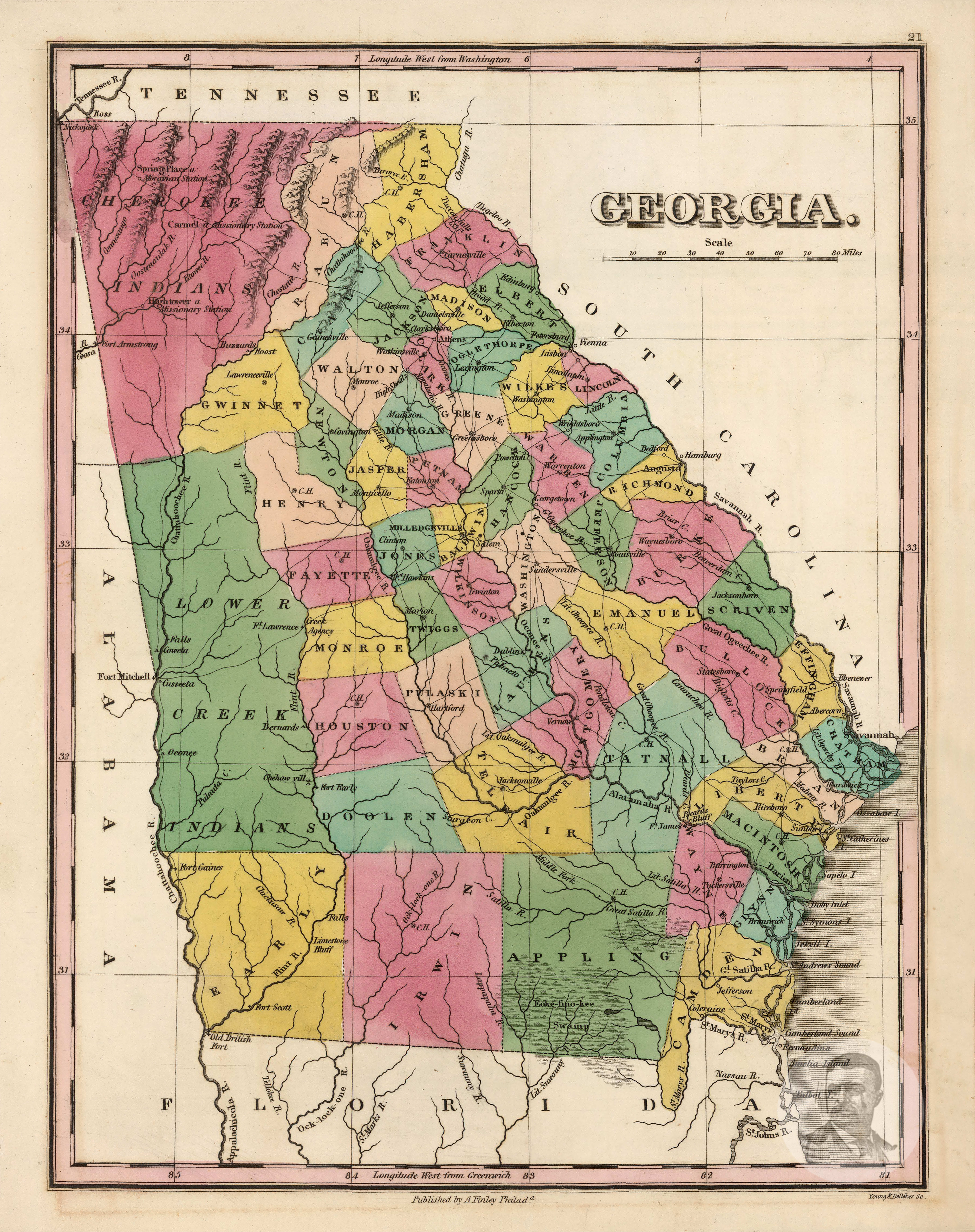 Atlanta Georgia City Map Founded 1847 University of Georgia Color Palette  T-Shirt