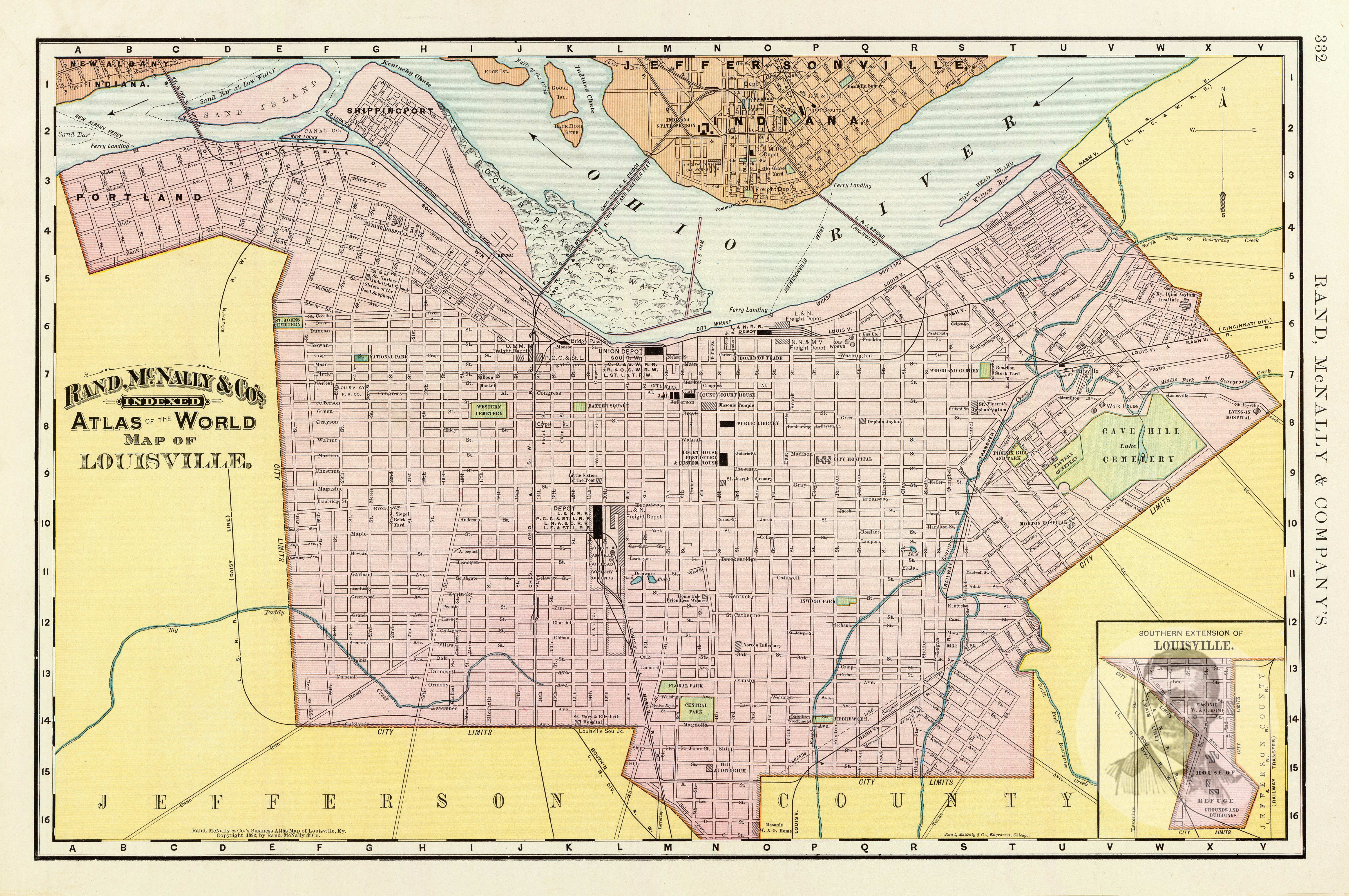 Old Map of Louisville Kentucky 1897 Vintage Map Wall Map Print