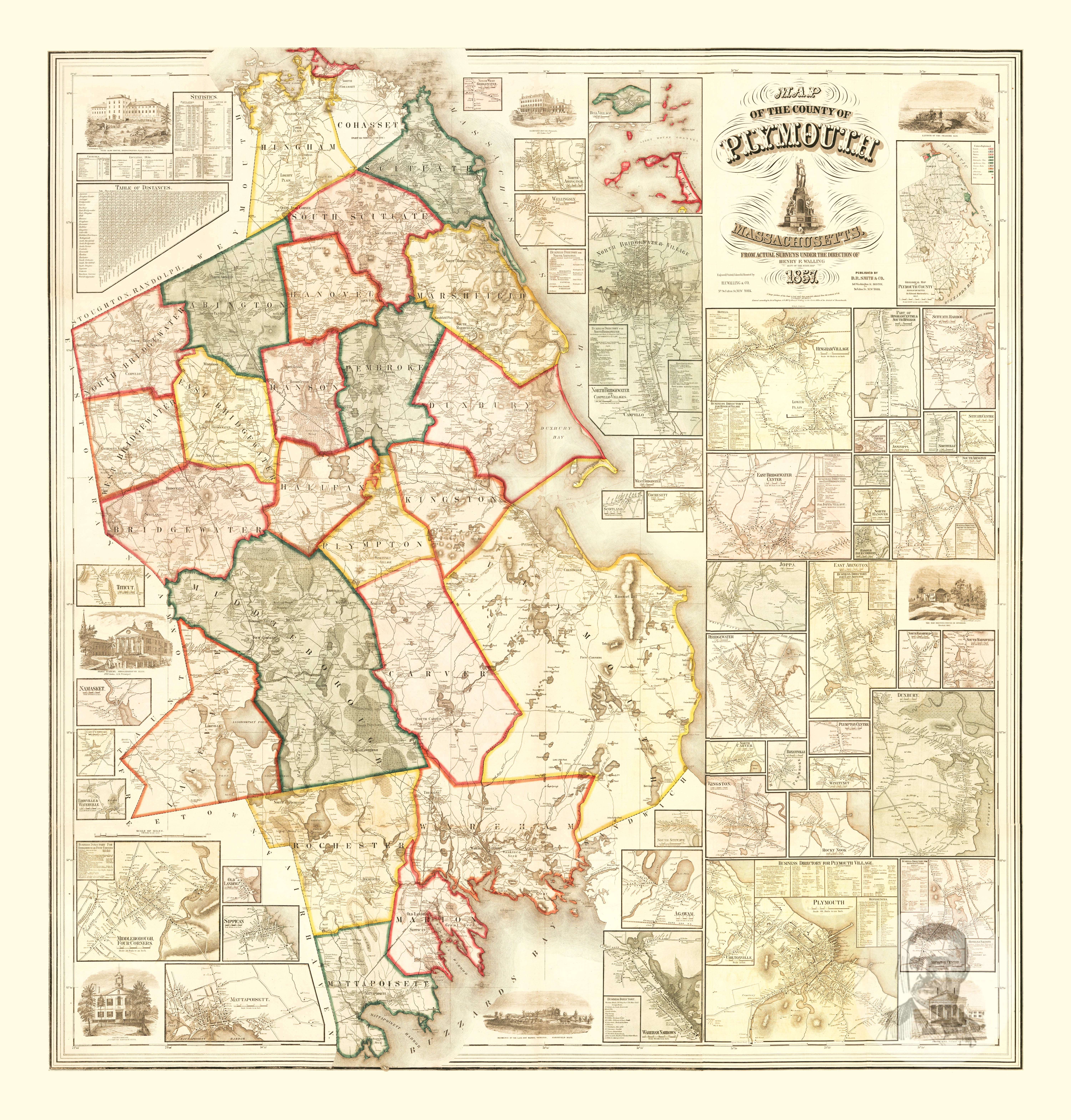 Hanson, Massachusetts 1879 Old Town Map Reprint - Plymouth Co.