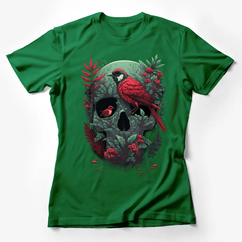 Skull bird nature gothic red cardinal Female T-Shirt