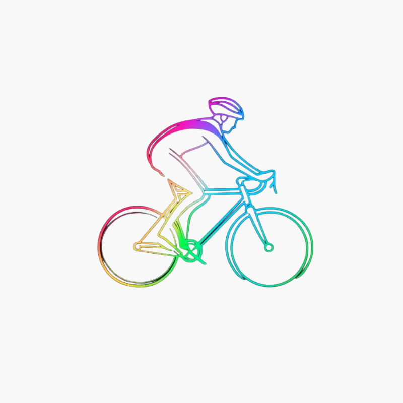 Colorful Minimalist Cyclist Line Drawing Cotton Tote Bag