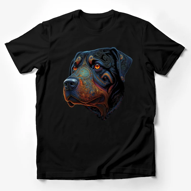 Dog portrait rottweiler artistic colorful stylized vibrant detailed Male T-Shirt