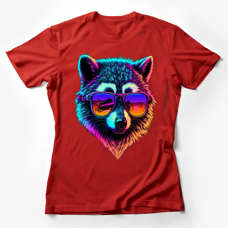 Wolf sunglasses colorful psychedelic animal art cool vibrant Female T-Shirt