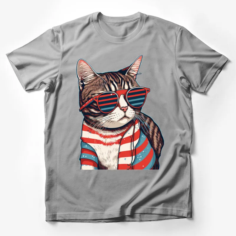 Cat sunglasses cool hipster animal portrait Male T-Shirt