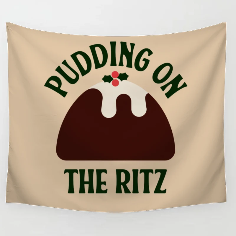 Christmas Pudding Dessert Graphic Logo Design Tapestry
