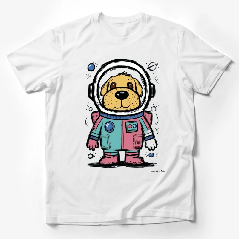 cartoon space dog astronaut cute illustration colorful space Male T-Shirt