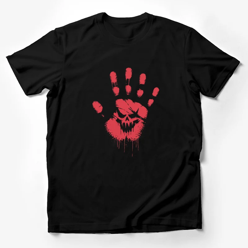 Bloody Skull Handprint: A Spooky Halloween Horror Design Male T-Shirt