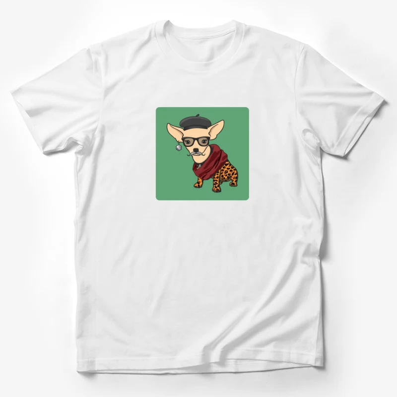 Cute chihuahua fashionista hipster puppy. Male T-Shirt