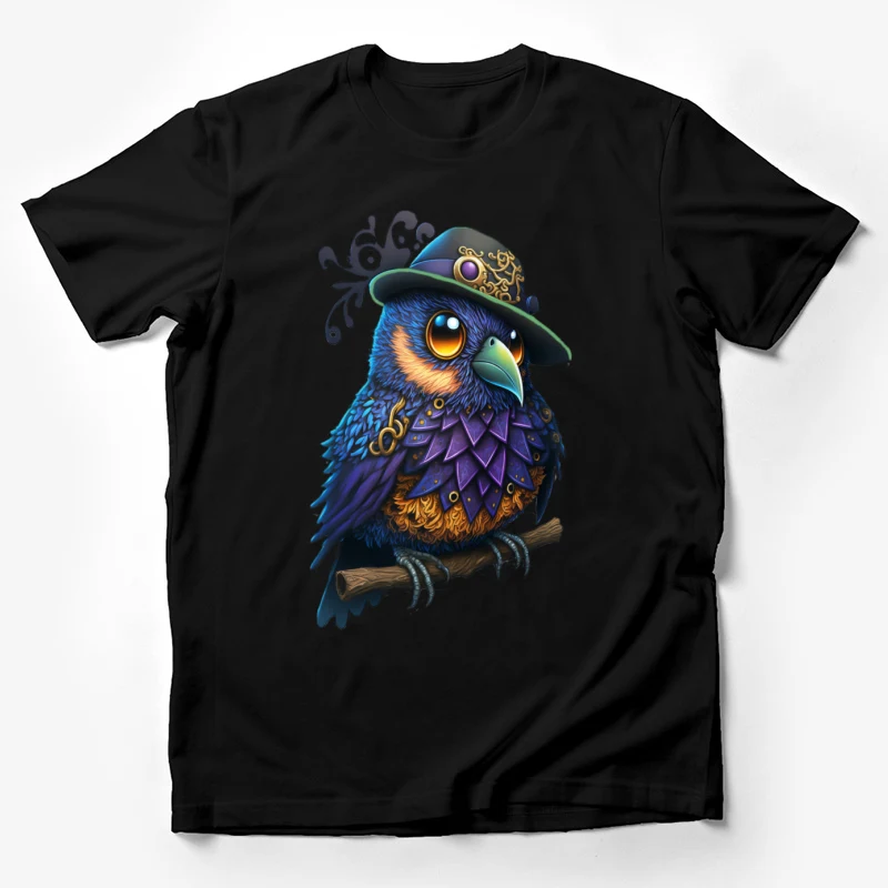 Bird fantasy steampunk colorful owl hat artwork Male T-Shirt