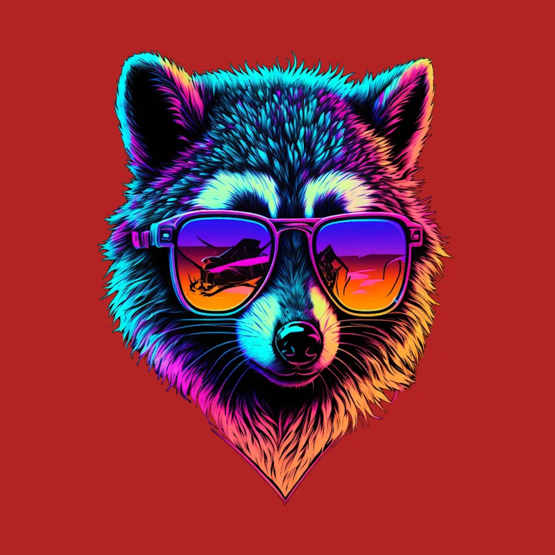 Wolf sunglasses colorful psychedelic animal art cool vibrant Male T-Shirt