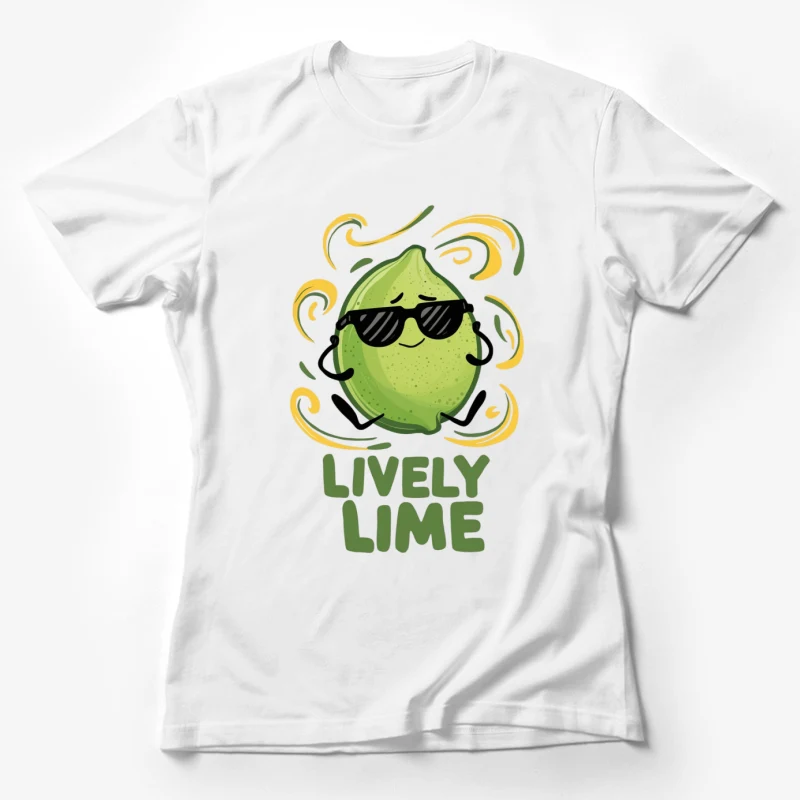 lime cartoon sunglasses fruit lively green cute illustration Female T-Shirt